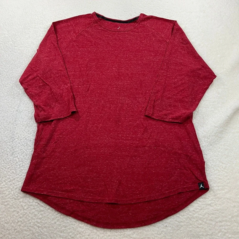 Jordan T-Shirt Mens XLT Red 834528-687 3/4 Sleeve Raglan Jumpman Heathered Tee